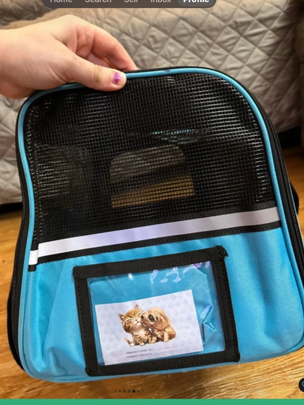 “Like New”. Excellent Condition! Foldable Blue Small Cat/Dog Pet Carrier.
